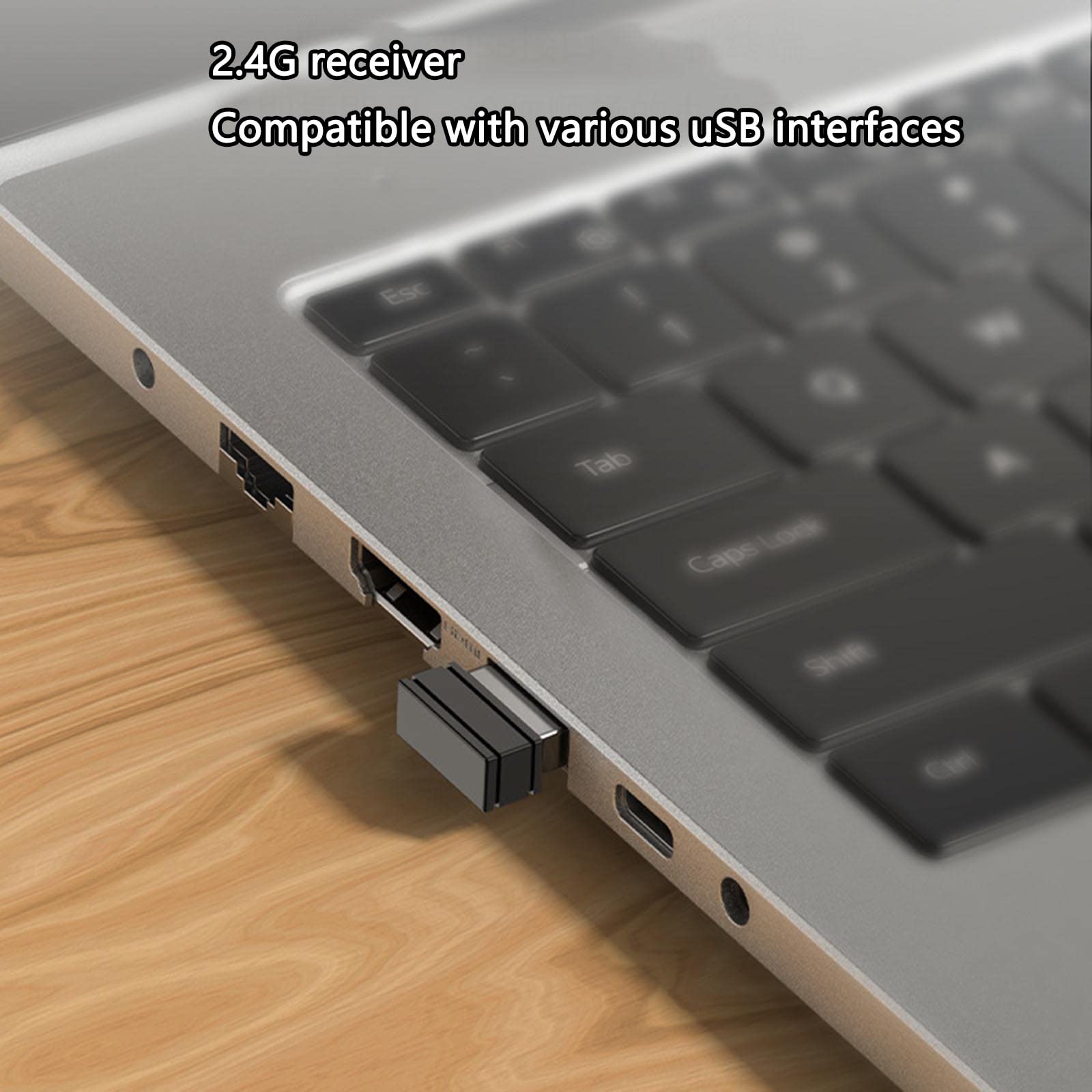 JUSHZ Bezprzewodowa mysz komputerowa do laptopa, USB, gamingowe, ergonomiczne myszy, urządzenie wskazujące, 2,4 g, bezprzewodowy odbiór, fotoelektryczny USB, Plug and Play, dwukierunkowe kółko przewijania, 11 x 6,3 x 3,2 cm, czarna