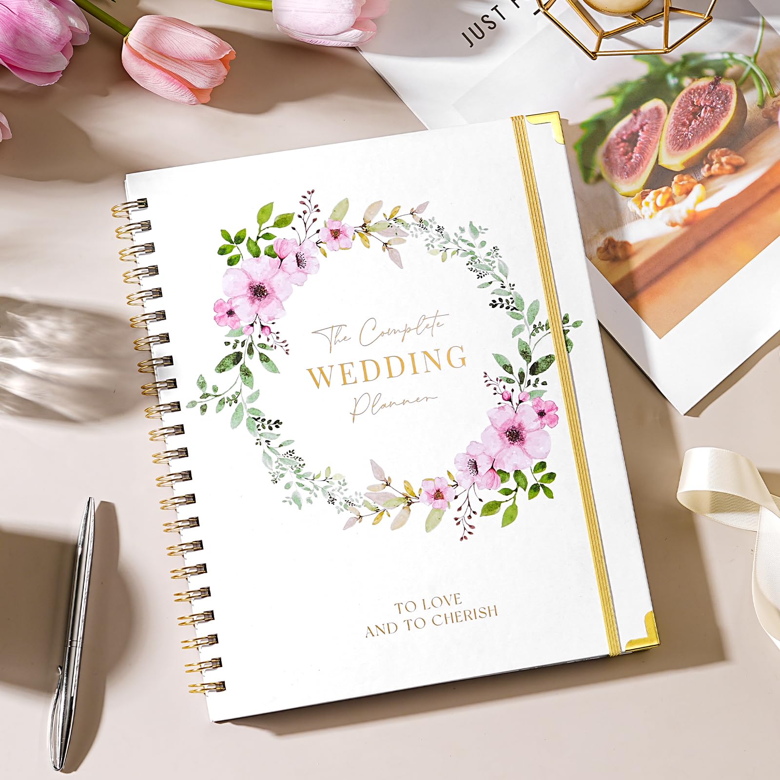 Hochzeitsplaner für Braut – Hochzeitsplanerbuch und Organizer, 21,6 x 27,9 cm, mit Registerkarten, Metallecken, 5 Innentaschen, Aufkleber, Hochzeits-Countdown-Kalender
