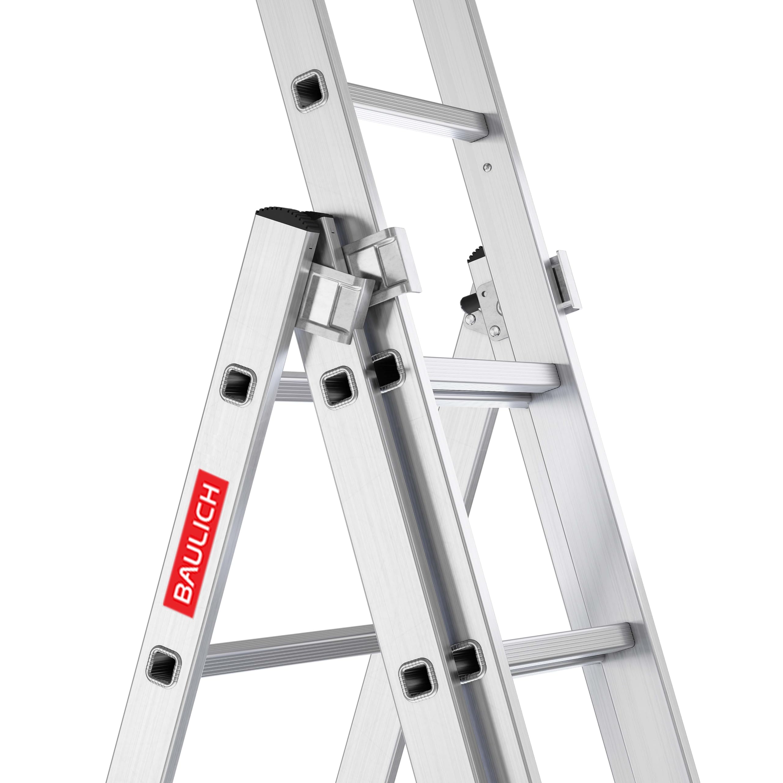 Échelle Multifonction 3en1 Télescopique en Aluminium Double - 3x6(marches) Polyvalente, Pliable, Jusqu'à 150kg, pour Les Travaux dans la Maison et Le Jardin, Légère 8 kg, Argent