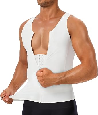 TAILONG Mens Compression Shirt - Shapewear Slimming Undershirt Tummy Control & Gynecomastia Vest Body Shaper Tank Top