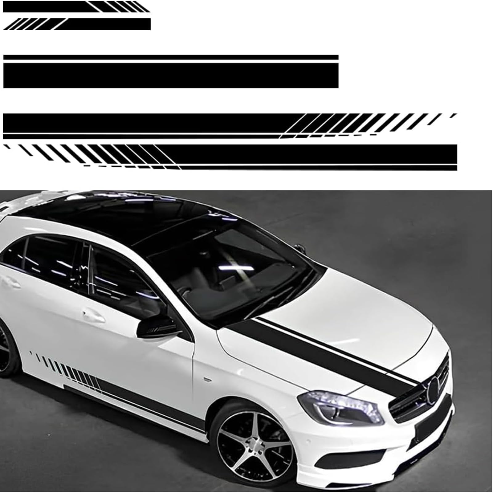 5PCS Car Hood Stripe Sticker for Fiat Topolino 2023-, Racing Stripes Sticker Set, Body Side Stripe, Rear View Mirror Stickers, Decor Exterior Car Accessories
