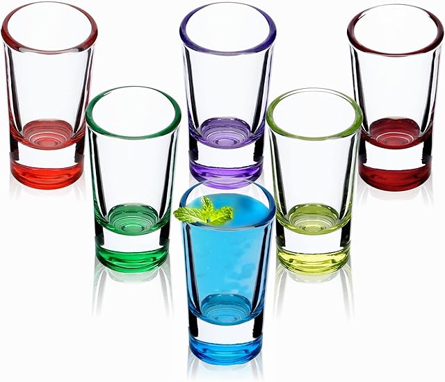 KADAX Vodka Glass, Set of 6, Round Shot Glass, 28 ml, Shot Glasses, Minimalistic Tequila Glass, Heavy Base Shot Glass, Dishwasher Safe