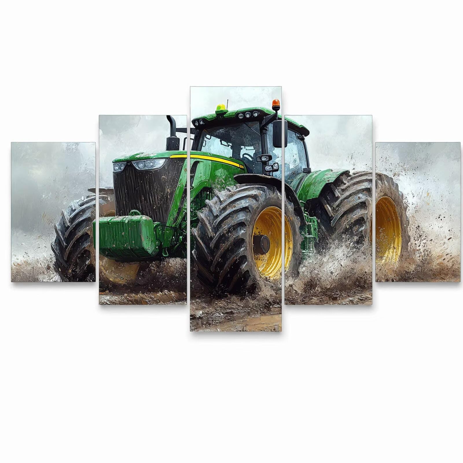 5 Pack Leuchtend Malen Nach Zahlen Erwachsene Traktor Drei Größen YCBZ-2496 | DIY Set Erwachsene mit Pinselset Acrylfarben Set Fünf Leinwand zum Bemalen Landschaft Deko Wohnzimmer Geschenke für Frauen