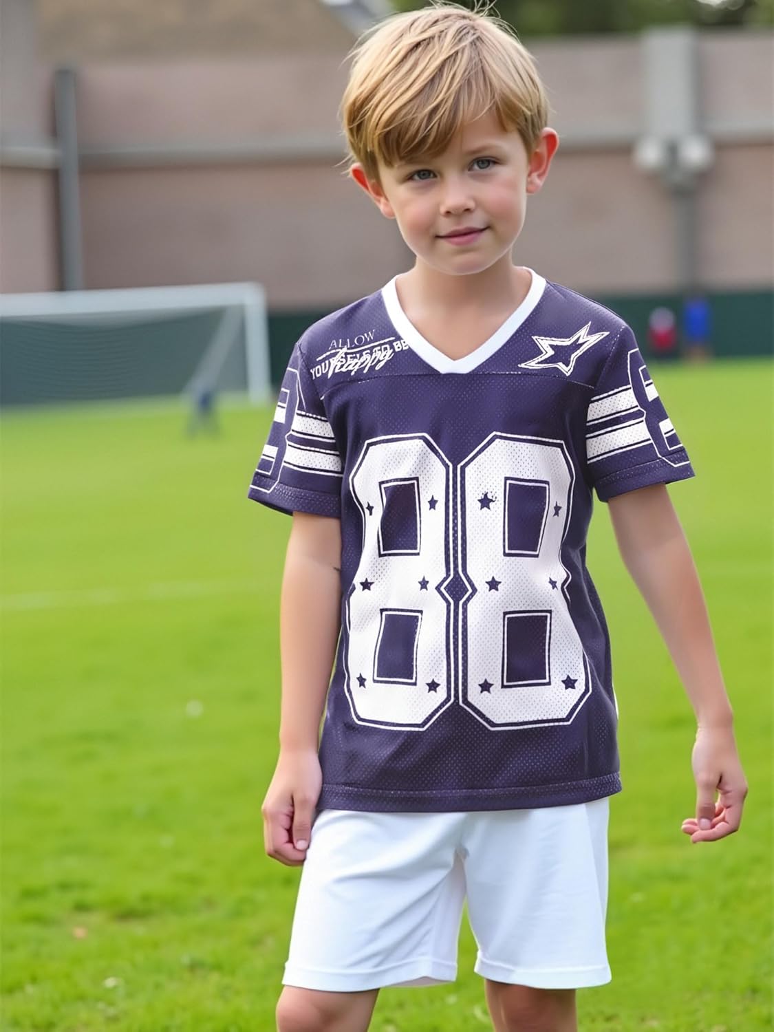 Boy Girl Y2K Jersey Shirt Number Graphic V Neck T-Shirt Kids Football Short Sleeve Tee Sport Summer Casual Tops - Image 2