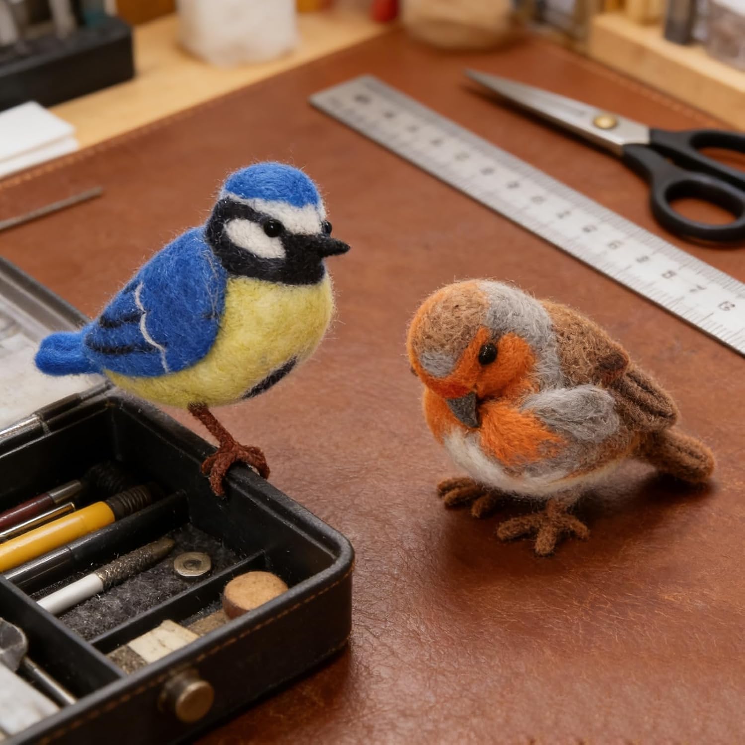 Feltsky Robin and Blue Tit Bird Needle Felting Kits for Beginners DIY Craft Kit Include Everything to Make