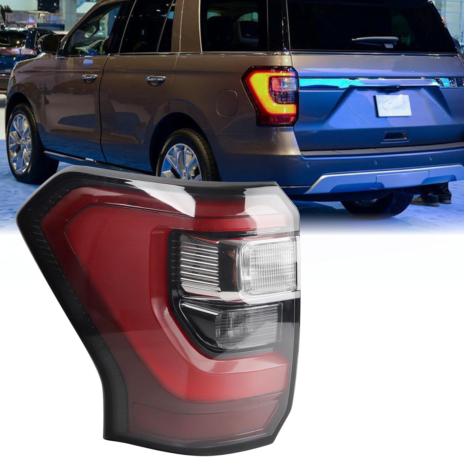 LH LED Type Tail Light Fit for 2018-2021 Ford Expedition Limited/Platinum/King Ranch Rear Lamp Assembly Brake Lamp With Bulbs Left Driver Side JL1Z-13405-D FO2801272