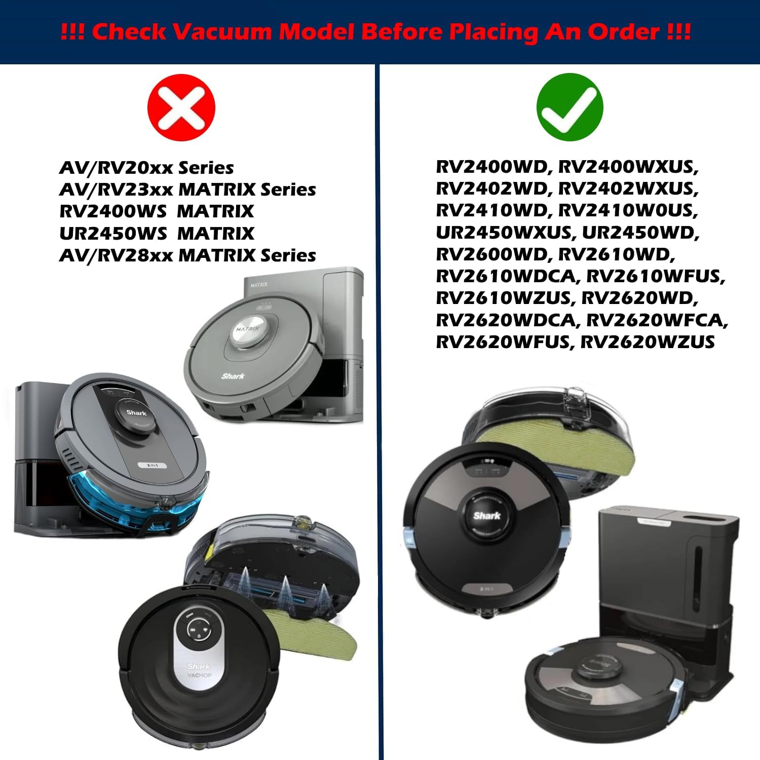 Compatibility chart for Shark robot vacuum models