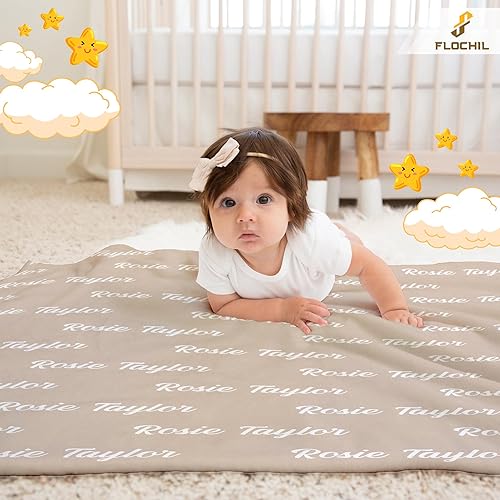 Miniatura 5 de FLOCHIL Mantas de bebé personalizadas, manta de bebé personalizada  Manta de bebé con nombre para niñas, el mejor regalo para bebé, forro polar de