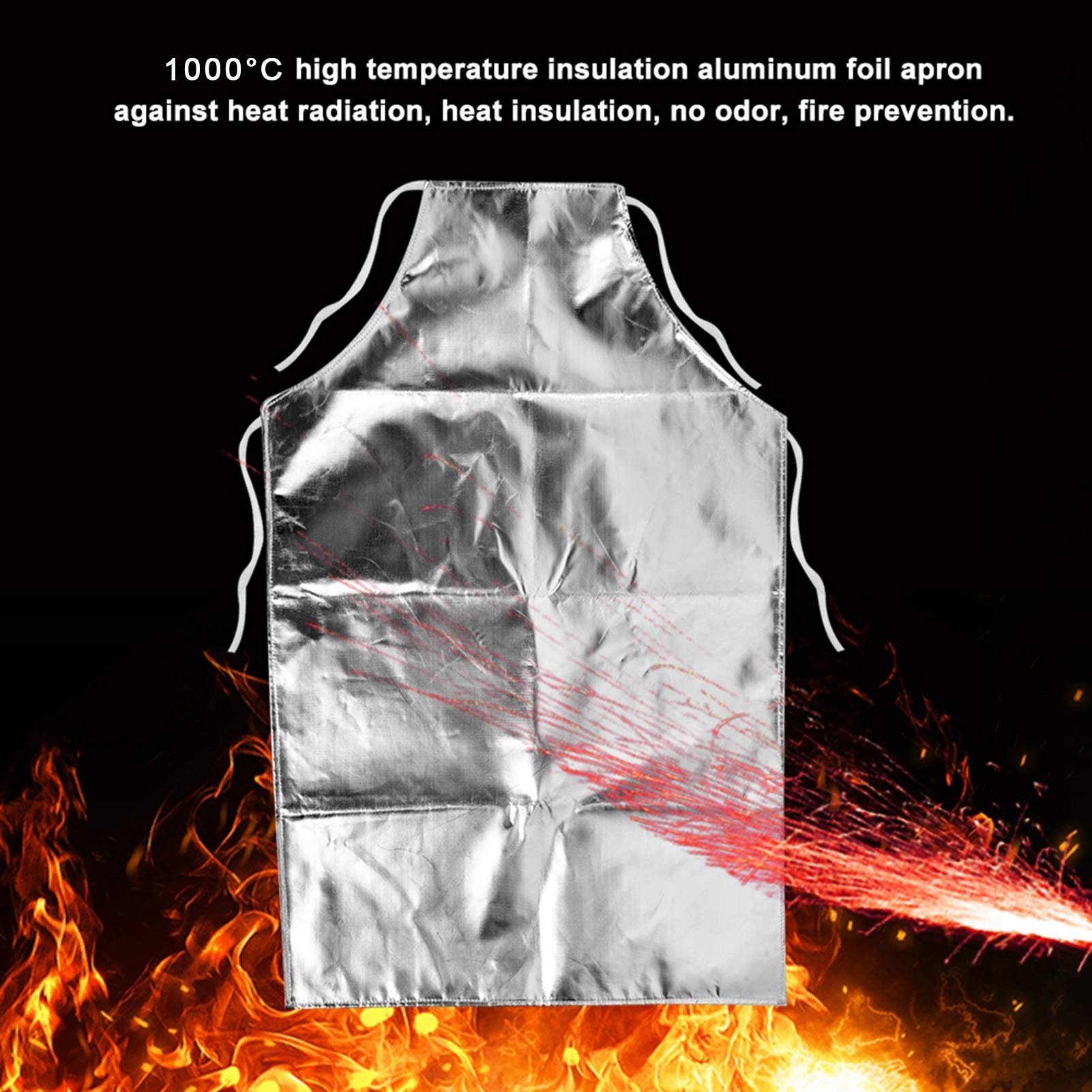 Grembiule in alluminio, grembiule lavoro ad alta temperatura, grembiule termoresistente, ignifugo e termoisolante 1000 gradi per cucinare, grigliare, lavorare in sicurezza, officina ad alta temp