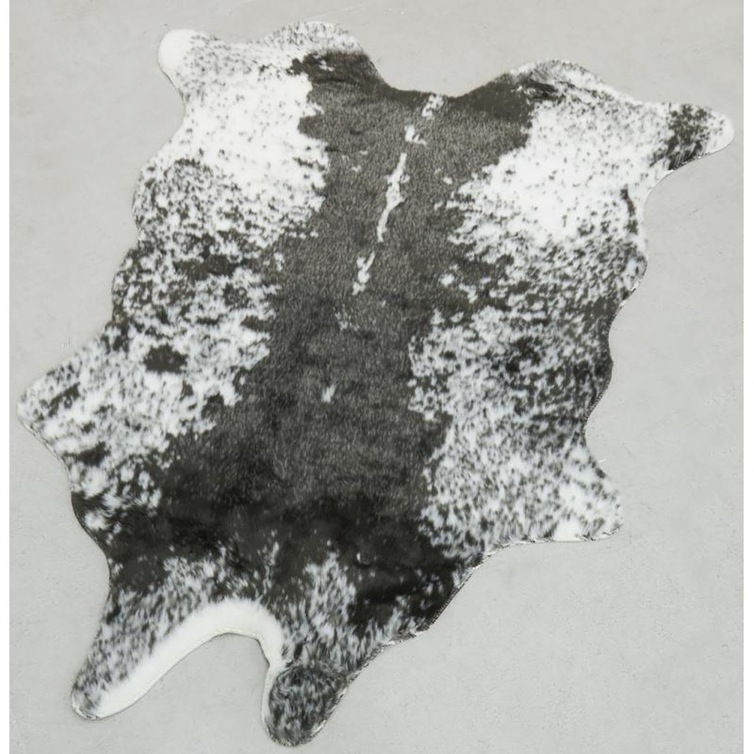AUBRY GASPARD - Tapis Imitation Peau De Vache Noir et Blanc - 100% Polyester - Lavable À 30° - Dimensions 115X160 cm - Idéal pour Intérieur - Style Moderne et Chic - Noir et Blanc - 115X160 cm