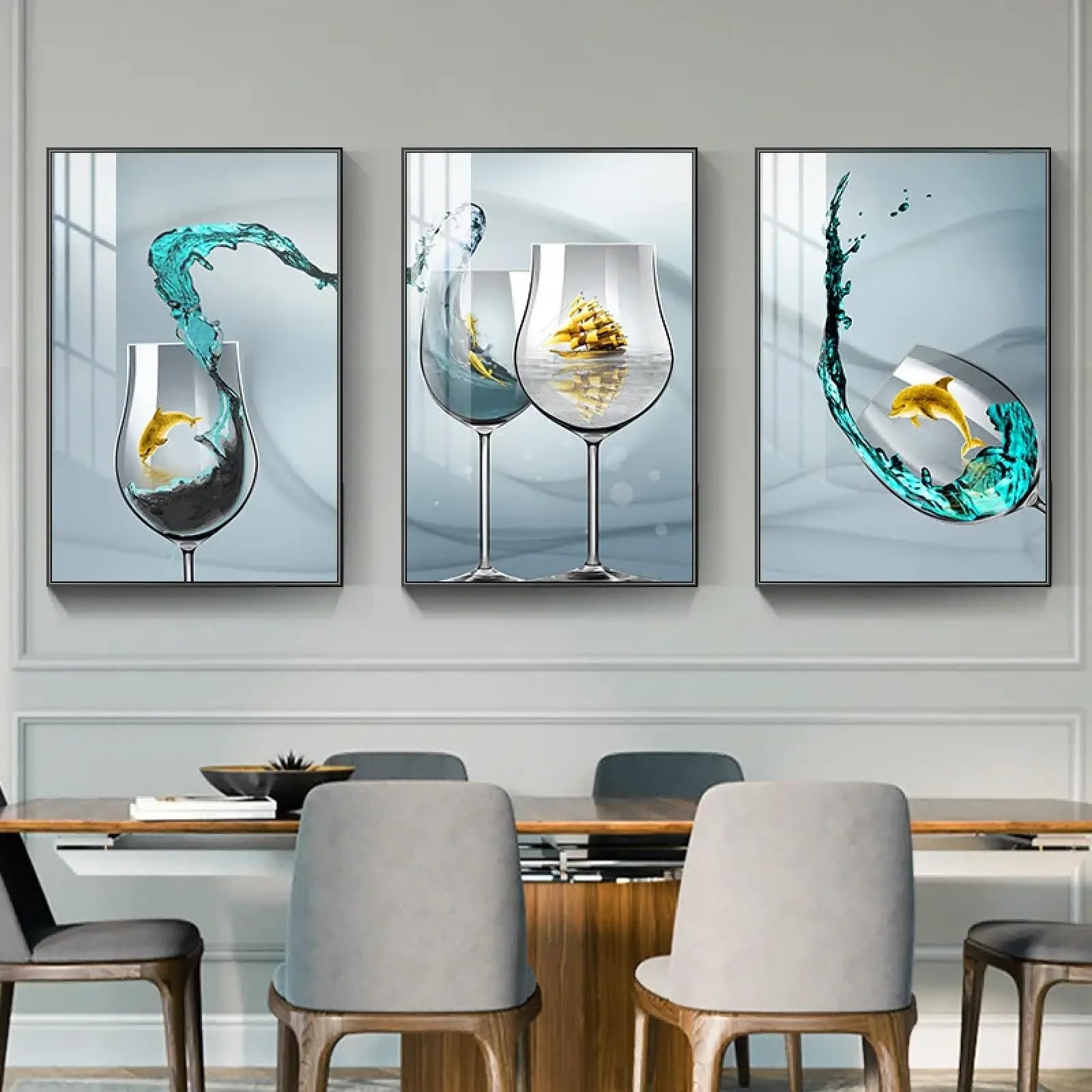 Tableau triptyque de vin rouge 60x80cm pour la décoration murale de cuisine - 6