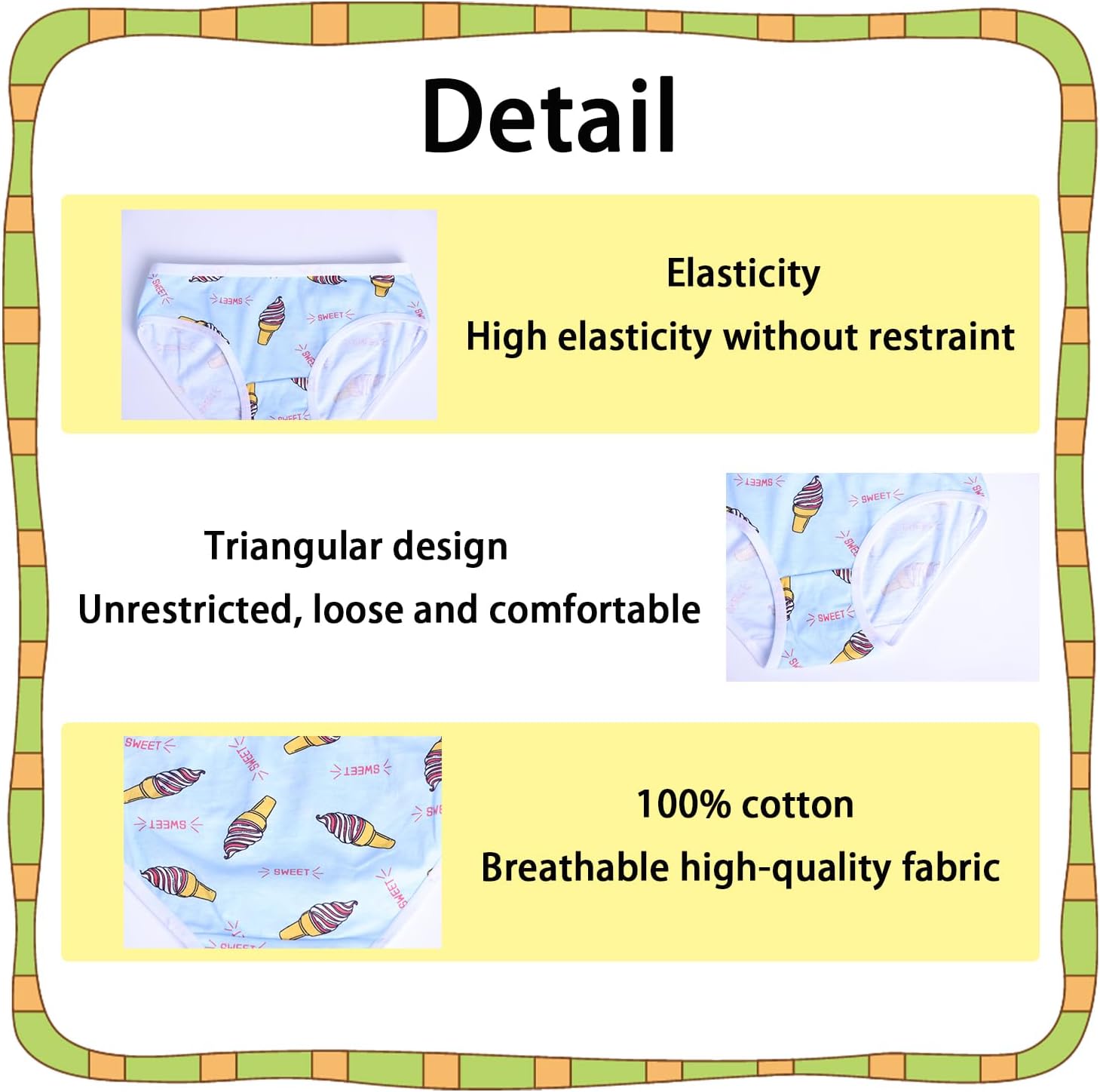 Girls Cute Printed Underwear Kids Cotton Comfort Panty Briefs Toddler Undies(Pack of 6) Multipack - Image 3