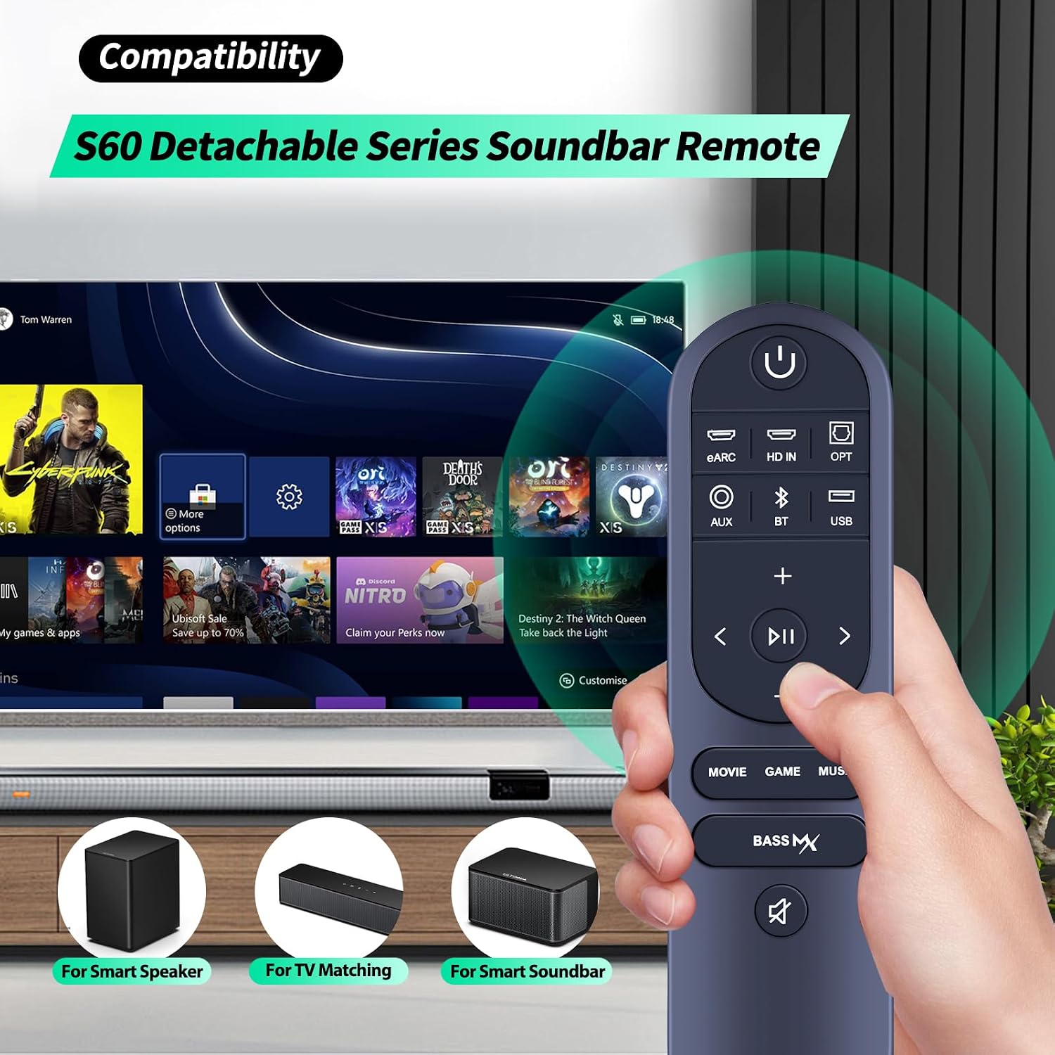 New Soundbar Remote Replacemen for ULTIMEA 4.1ch Sound Bar Apollo S60 Detachable Series