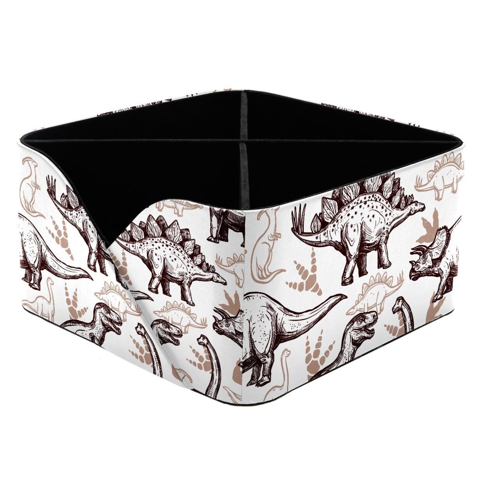 KengjuTesu Prehistoric Dinosaurs Reptiles Footprints Pattern Desktop Organizer Pen Holder, Rectangular Pencil Cup for Office, Study and Makeup Stations