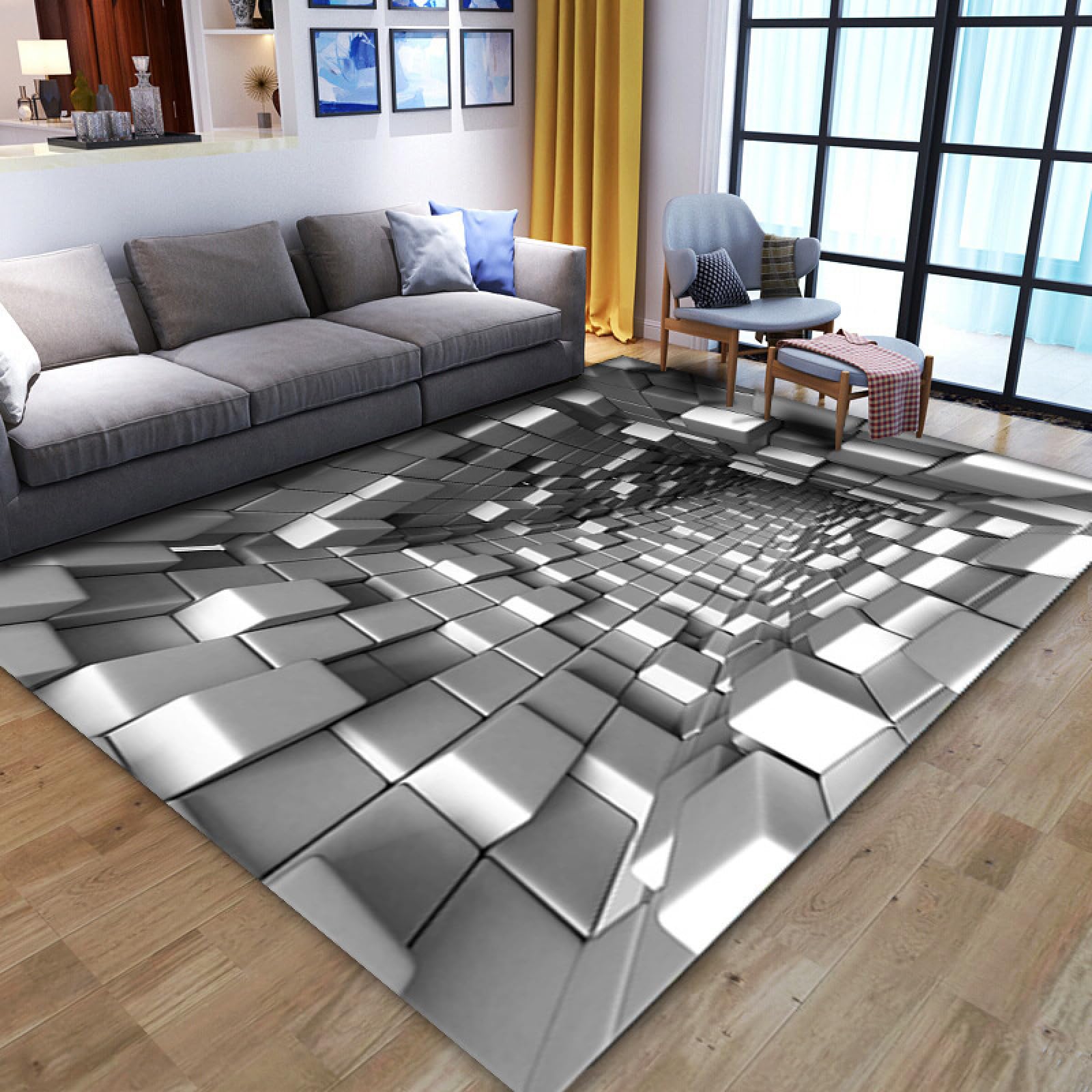 Tapis d'entrée imprimer gris au tissage de polyester supérieur
