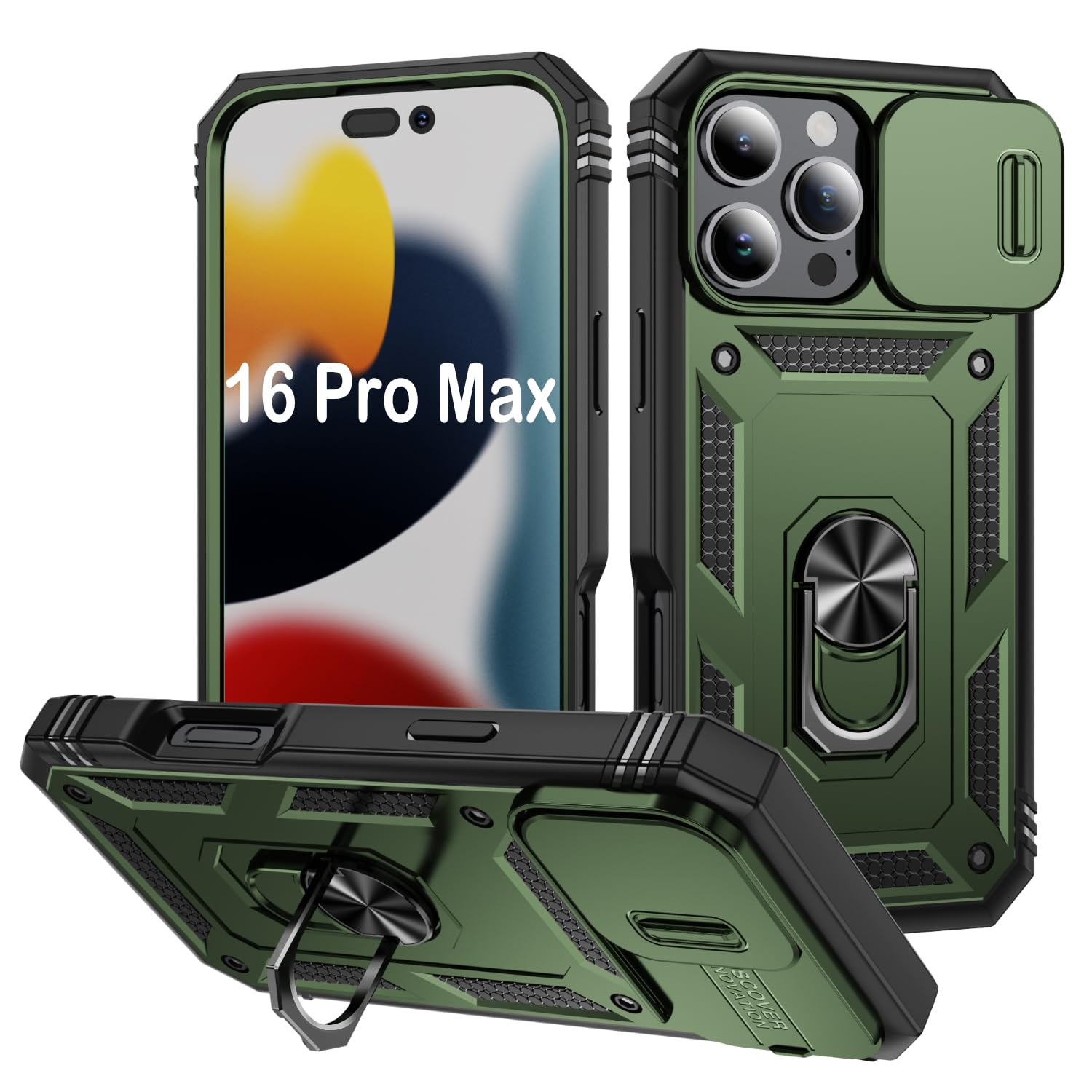 Coque iPhone 16 Pro Max militaire rigide multicouche verte - 8