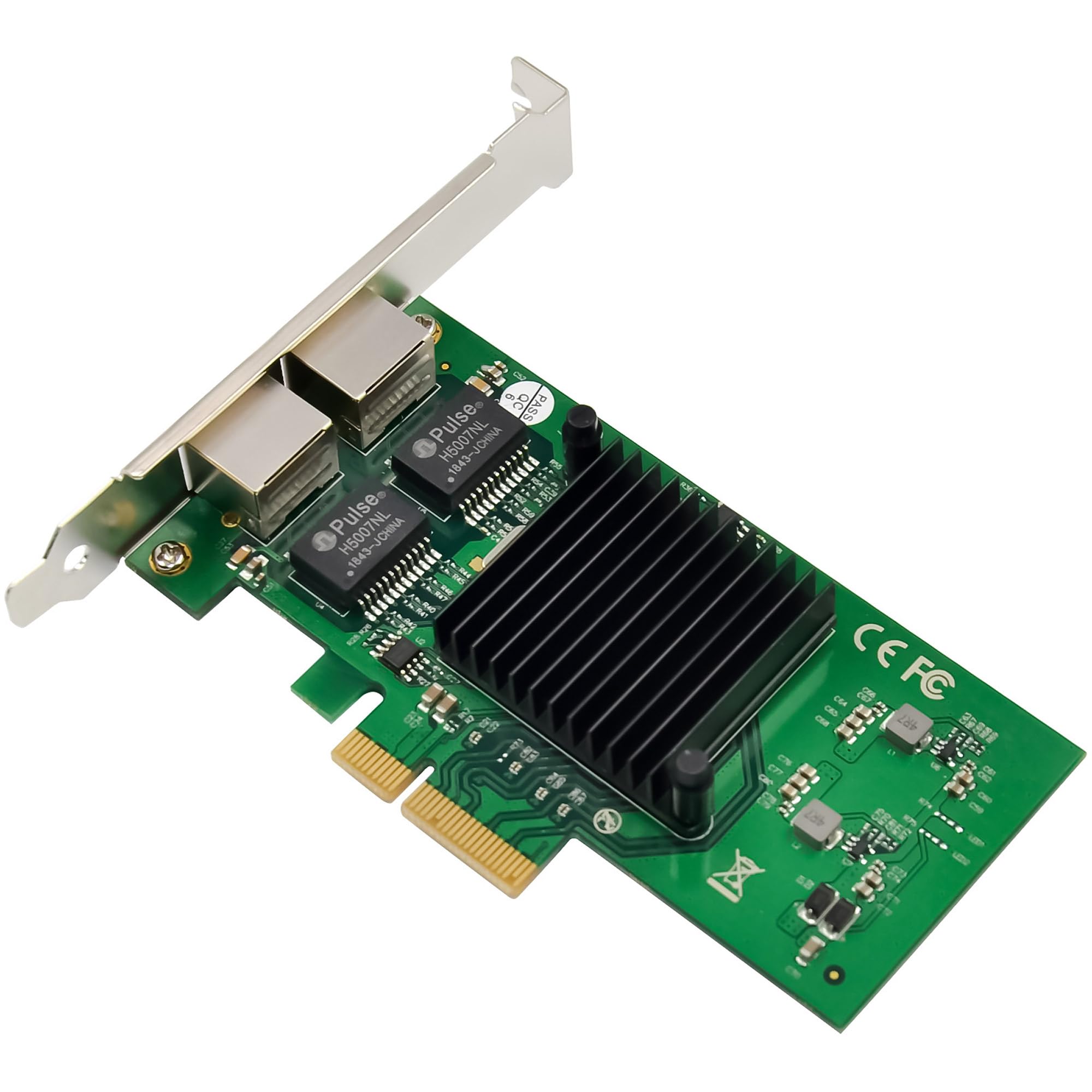 Inline Dual-Gigabit 51125B - Scheda di rete PCIe x4, Intel 82576EB, 2 x RJ45 1 Gb/s, VLAN, Jumbo Frames, slot low Profile