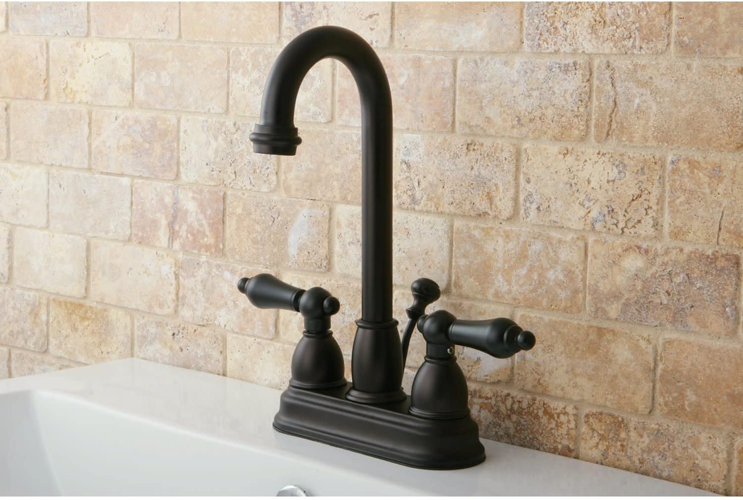 Kingston Brass EB3611AL Restoration Deck Mount Lavatory Faucet with Retail Pop-Up, Polished Chrome