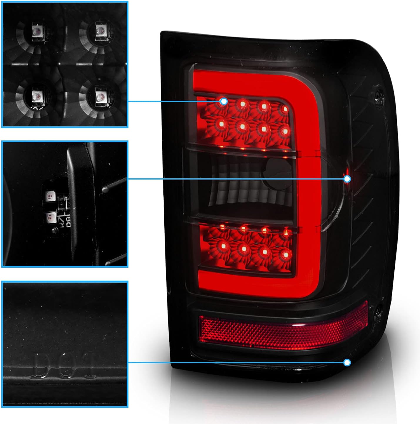 2001-2011 Ranger Aftermarket Tail Lamps 2001-2011 Ford Ranger Red - Foto 2