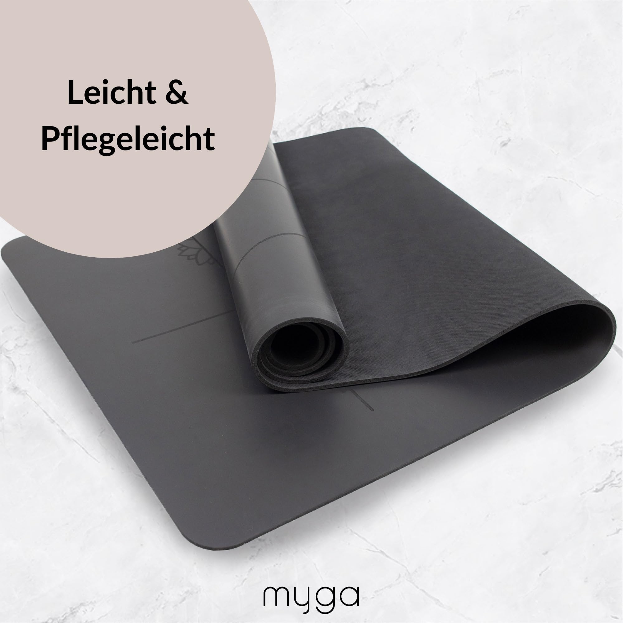 Myga Große Ausrichtungs-Yogamatte mit Körperausrichtungslinien, umweltfreundliche, rutschfeste Yogamatte, hochdichte PU-Polsterung (205cm x 70cm x 6mm)