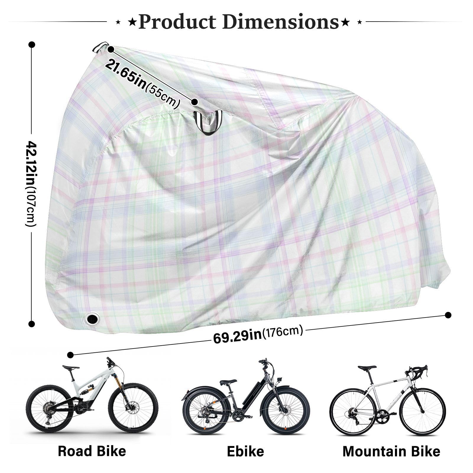 Housse de vélo électrique imperméable à motif écossais classique pour rangement de vélos