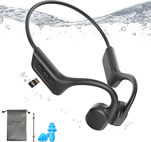 Miniatura 1 de SilisoundTek Auriculares de natación de conducción ósea IP68 impermeables, auriculares de oreja abierta Bluetooth 5.3 con micrófono, 32 GB