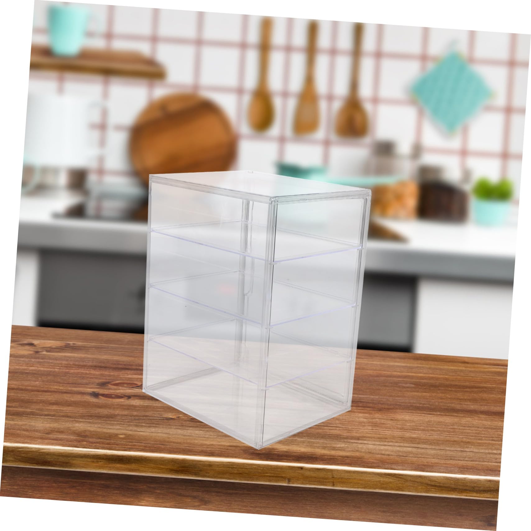 Cabilock Vitrina Transparente para Pan de 4 Niveles con Estantes Ajustables y Puerta Magnética, Caja de Almacenamiento Acrílica Adecuado para Encimera de Cocina