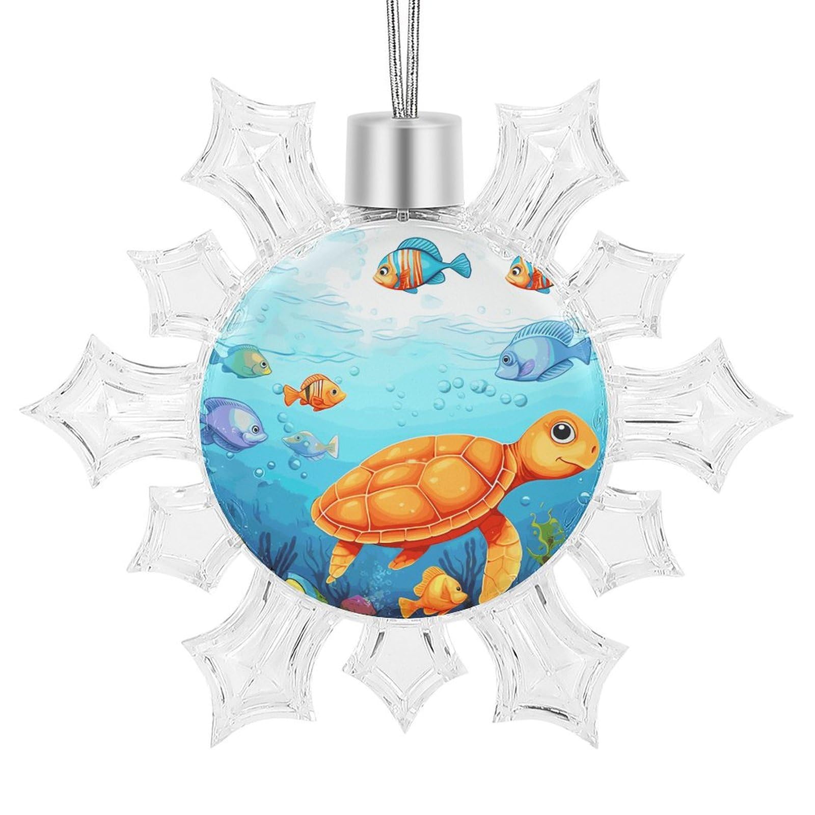 Décoration flocon de neige imprimé poisson aluminium et plastique finitions pro
