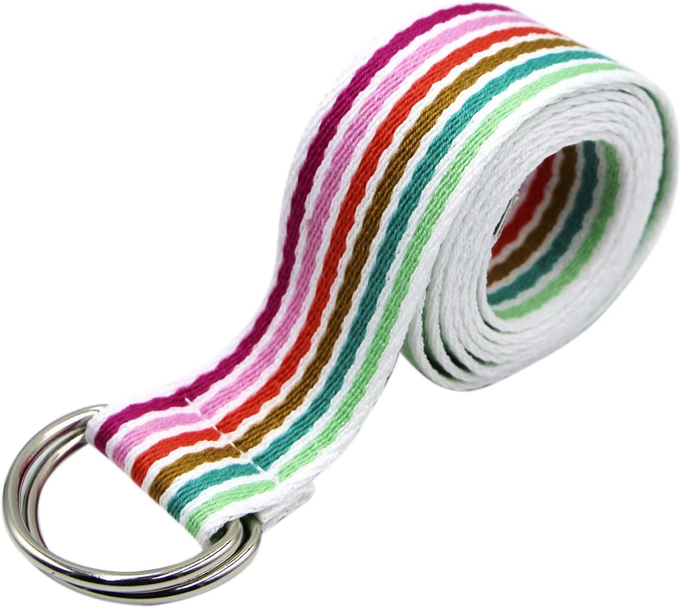 AIBEARTY Canvas Web Double D Ring Plaid Belt Silver Buckle Long Waistband for Women Men Teens