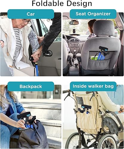 Miniatura 5 de Quad Canes for Women, Folding Walking Cane for Stability Suitable for 5.4FT-6.3FT, Adjustable Self Standing Cane with Pad for Men and Seniors Balance