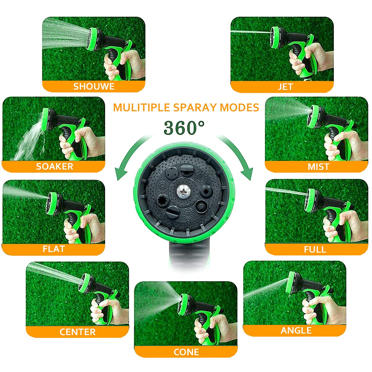 Manguera Extensible 15m/30m/45m de Jardín con 3Capas de Núcleo de Látex Natural con 9 Modos de riego Manguera antifugas y anticorrosiva para Rociar el Césped, Limpiar Autos (15M)
