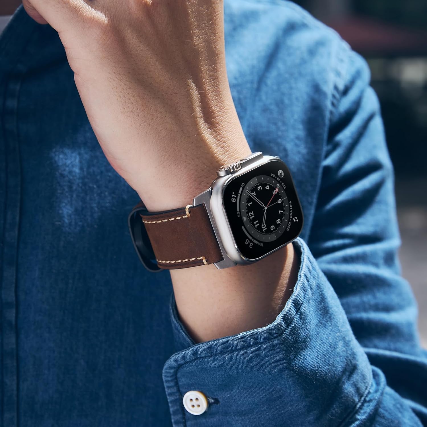 Gitalian Leather Band Compatible with Apple Watch Ultra 3/2/1 Band 49mm 46mm 45mm 44mm 42mm for Men, chubby cable Genuine Leather robust and Wide Strap for iWatch, Series10 9 8 7 6 Retro Brown - Image 5