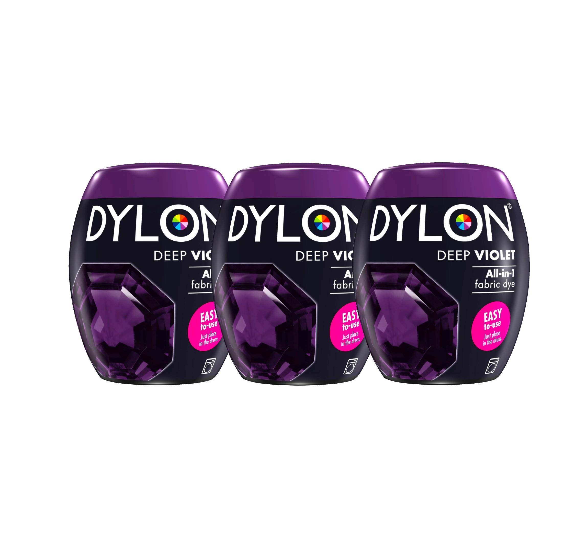 Dylon Lot de 3 capsules de teinture pour machine Violet foncé 350 g