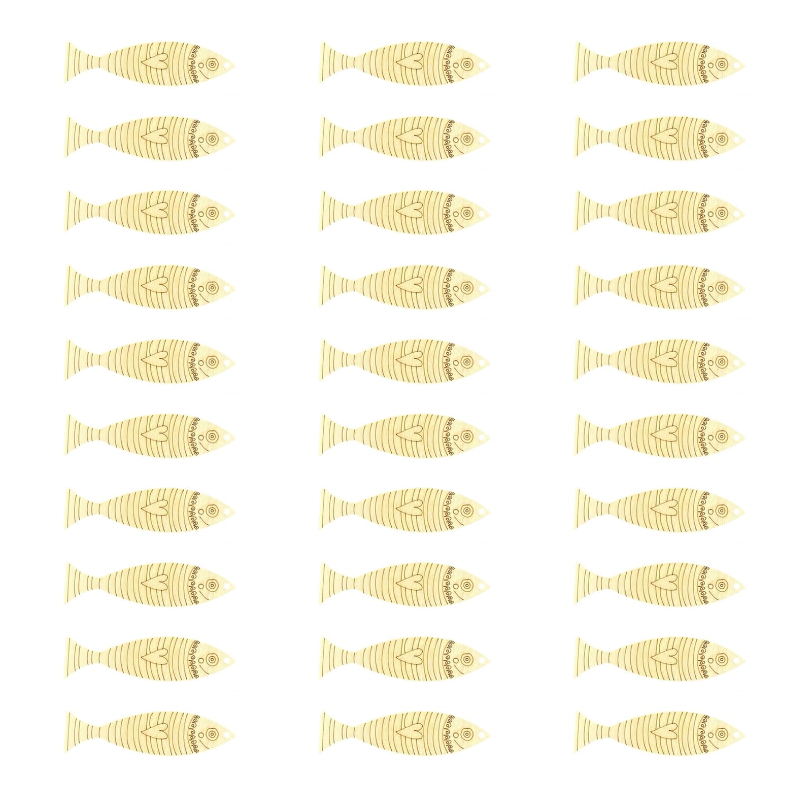 HZBB Multiuse Wood Fish 30PCS Artistic Natural Texture for Wooden Fish Cutouts with Holes