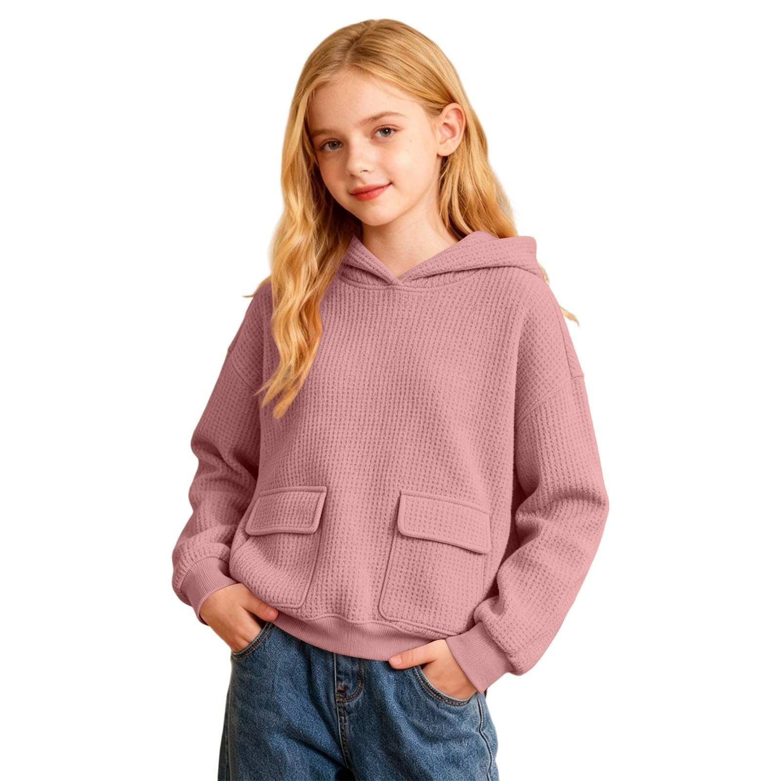 Felpa con Cappuccio e Stampa Grafica per Ragazza, Pullover in Pile con Tasca, Casual per Bambini.