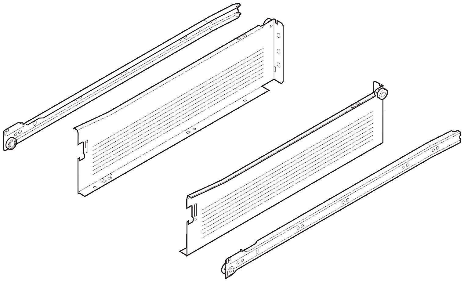 BlumMetabox C-15 3/4 Extension Sides Intermediate 22" White (Set)