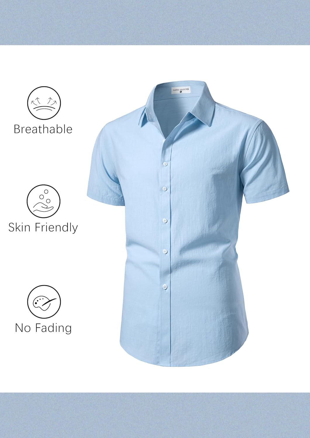 Mens Linen Shirts Short Sleeve Button Down Regular Fit Shirts Casual Vacation Beach Summer Hawaiian Tops - Image 4