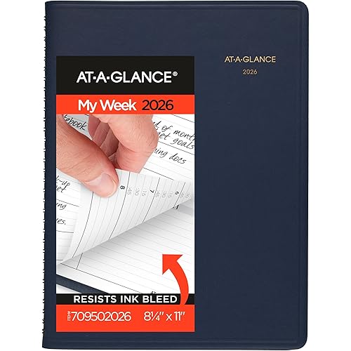 AT-A-GLANCE 2026 Appointment Book Planner, Weekly, 8-1/4" x 11", Large, Navy (709502026)