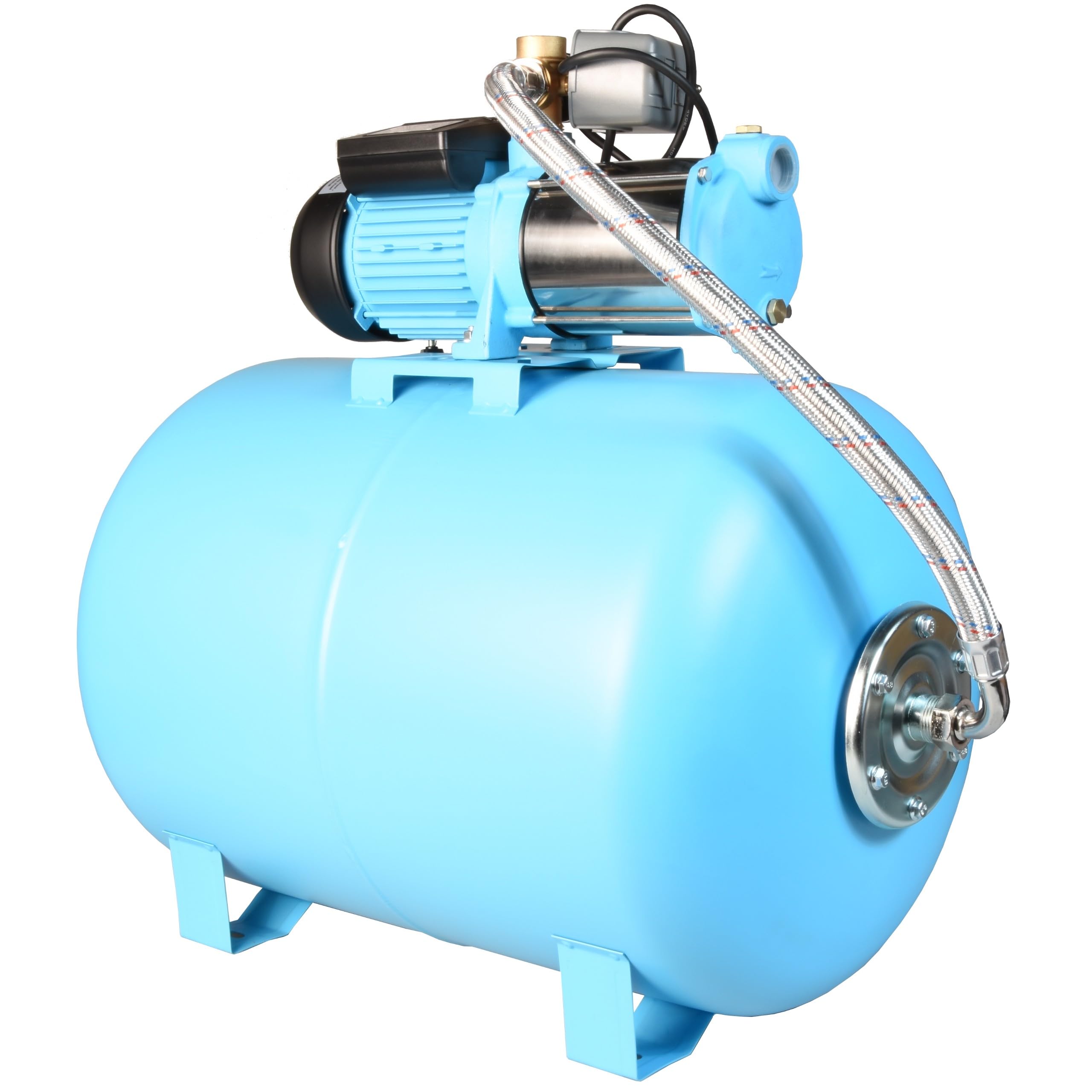 Hauswasserwerk MAX-H 1300 - Kreiselpumpe (6000 l/h,1300W, Förderhöhe 55m) - 100L Druckkessel - Hauswasserautomat mit Druckschalter Manometer - Wasserpumpe Edelstahl INOXfür Gartenbewässerung 100 Liter