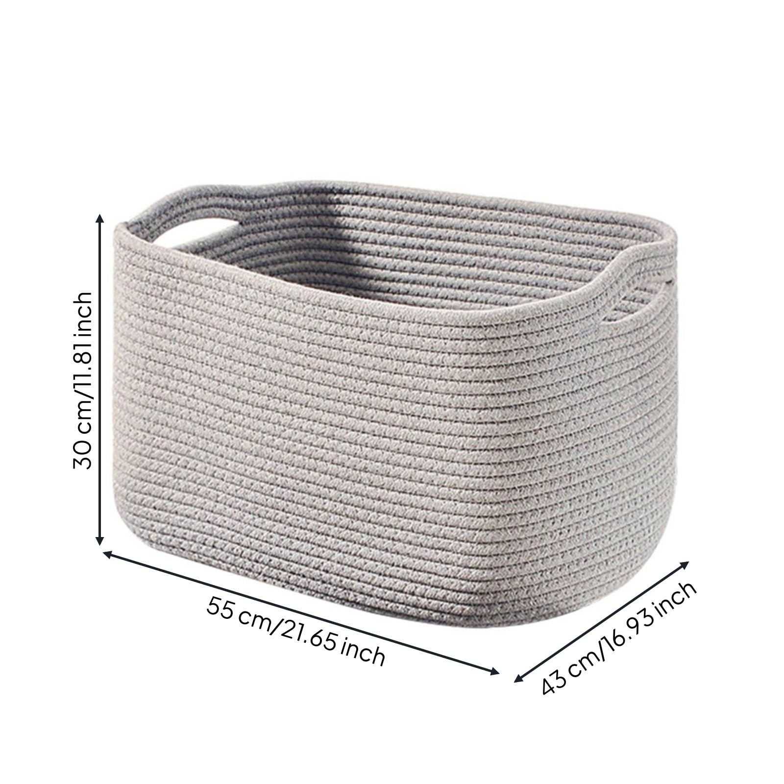 Cesta Rectangular Tejida Multiuso Cesto Ropa Sucia Gran Capacidad Cesto Ropa Sucia para Dormitorio, Gris Claro Sólido, size to 1