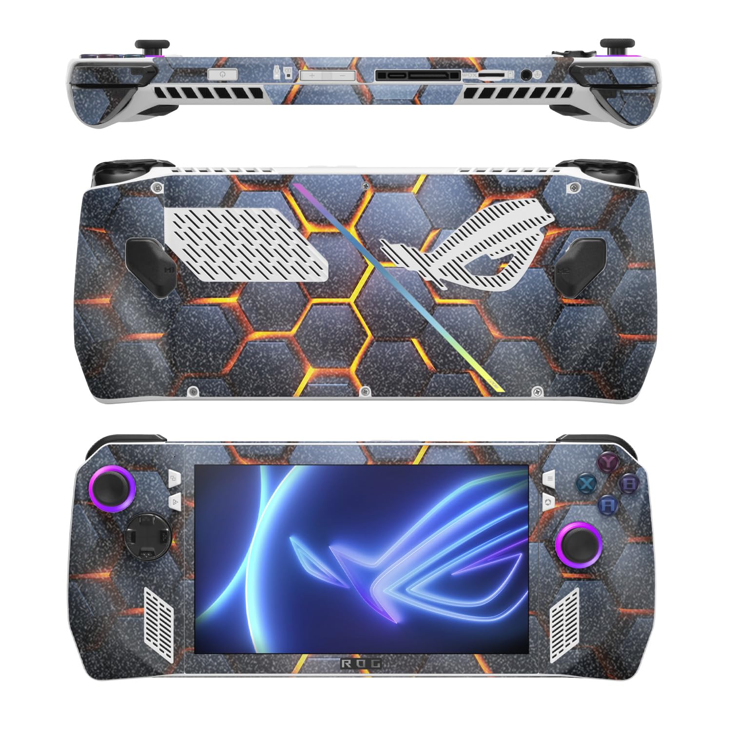 MightySkins Glossy Glitter Skin Compatible with Asus ROG Ally - Lava Hex | Protective, Durable High-Gloss Glitter Finish | Easy to Apply, Remove, and Change Styles