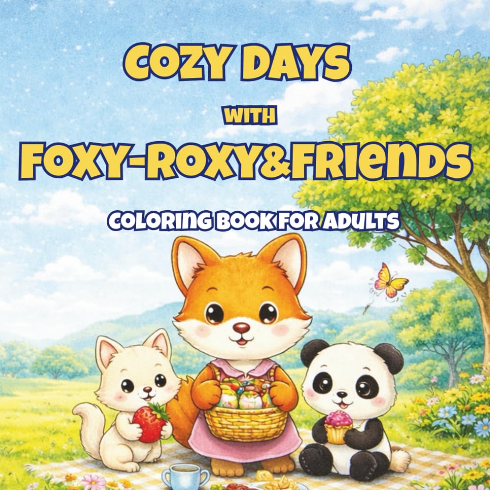 Cozy Days with Foxy-Roxy & Friends: A Kawaii Coloring Book for Adults, Featuring Cute Friendship Moments, Relaxing Scenes & Sweet Cozy Adventures