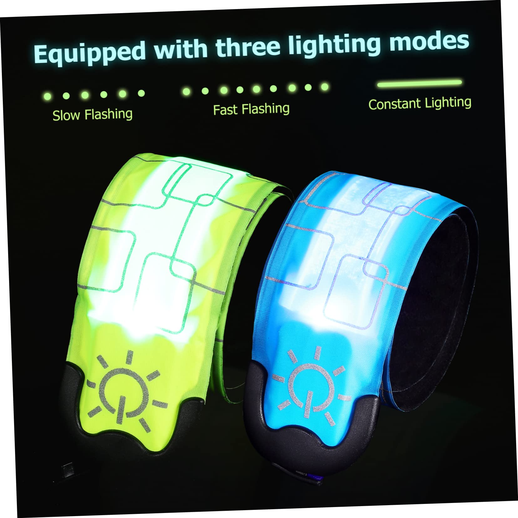 BESPORTBLE 4pièces Bracelets LED Réfléchissants Rechargeables par USB Modes Éclairage pour Course à Pied Et Autres Activités