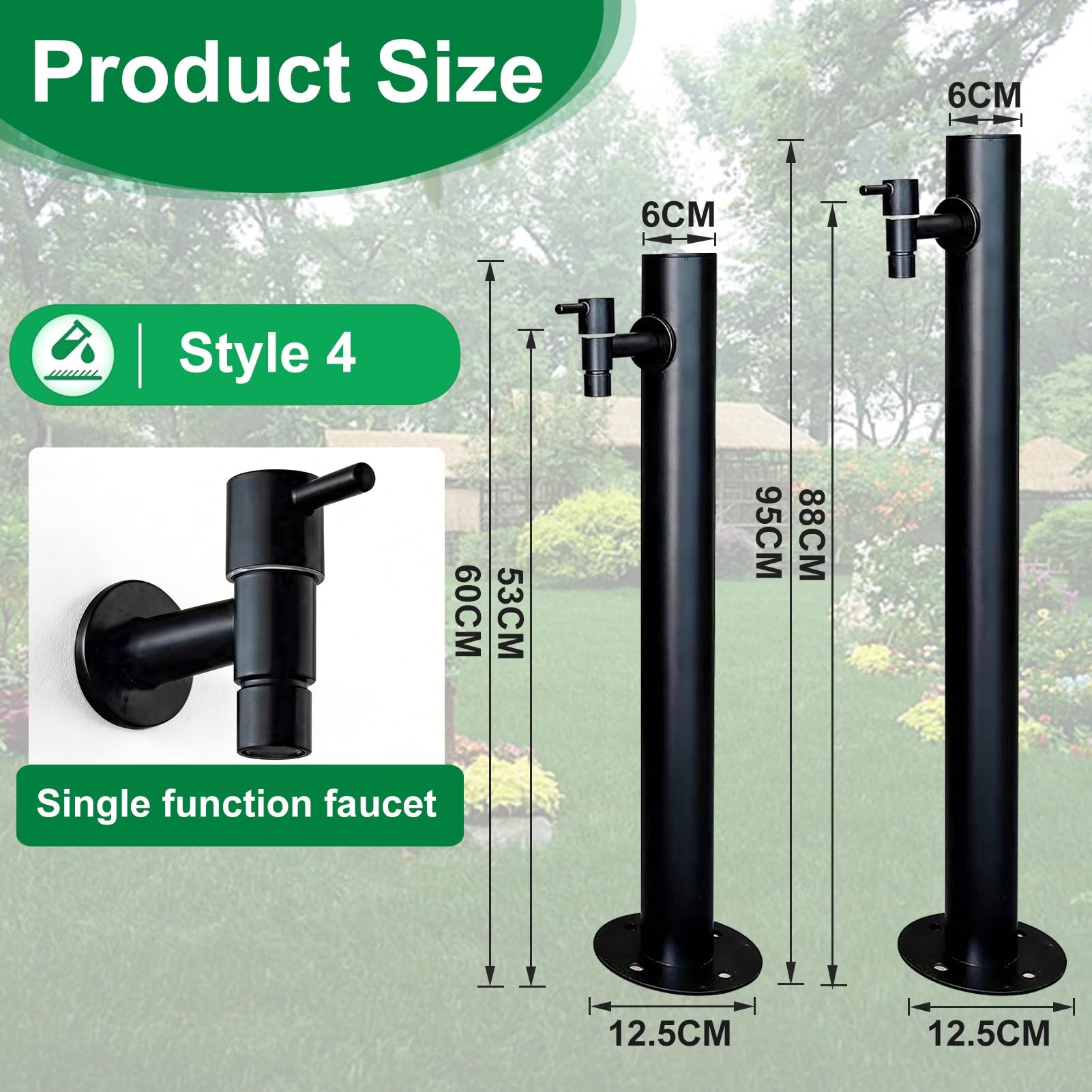 Colonne d'eau de jardin autoportante, poteau de robinet extérieur en acier inoxydable avec robinet pour terrasse, arrière-cour et irrigation de jardin