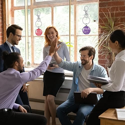 Miniatura 5 de 12 juegos de regalos de agradecimiento a los empleados que incluyen 12 llaveros inspiradores, 12 bolsas de organza, 12 tarjetas de agradecimiento,