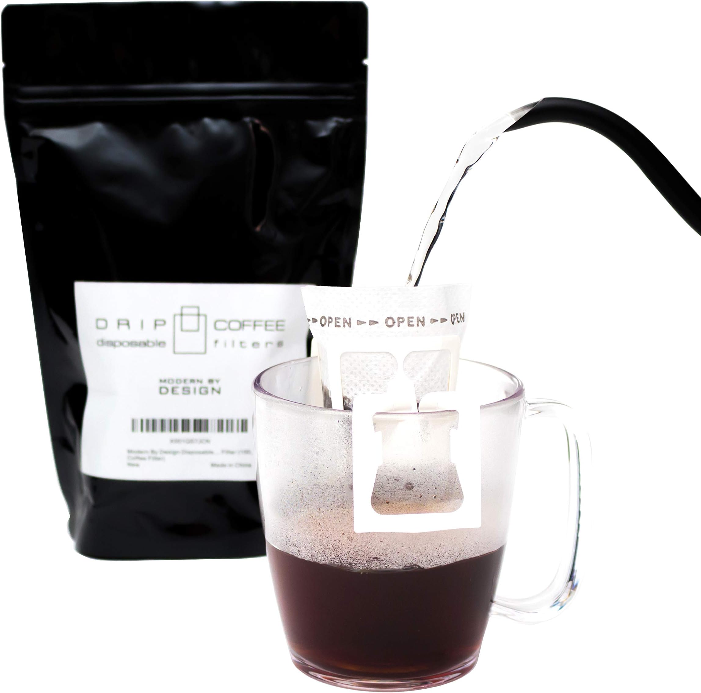 Pack of 100 Premium Single Serve Food Grade Disposable Hanging Ear Drip Filter Bag, Portable use for the home, outdoor, travel, camping, office, and on the go (100, Coffee Filter)
