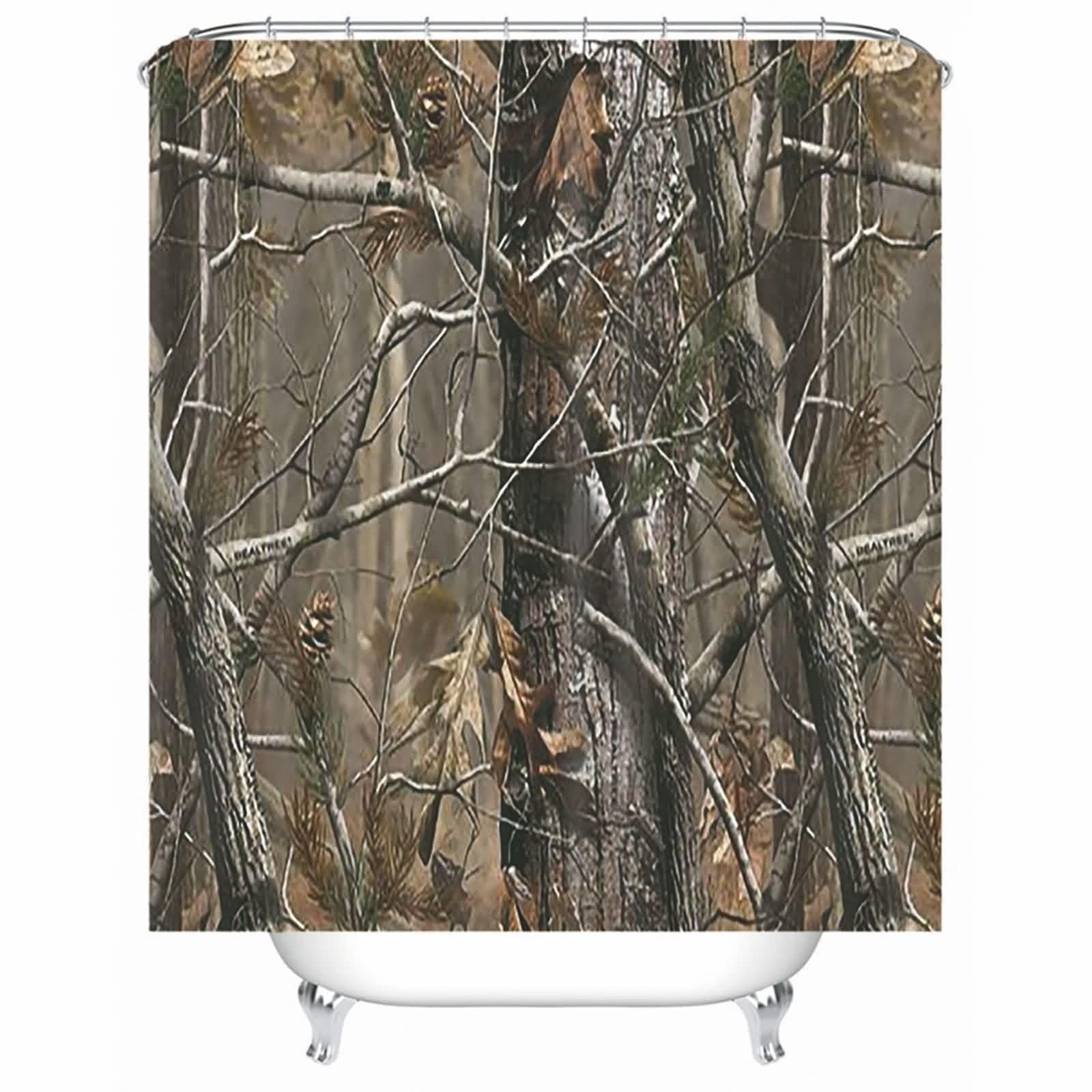 Rideau de douche branches marron pour une salle de bain zen