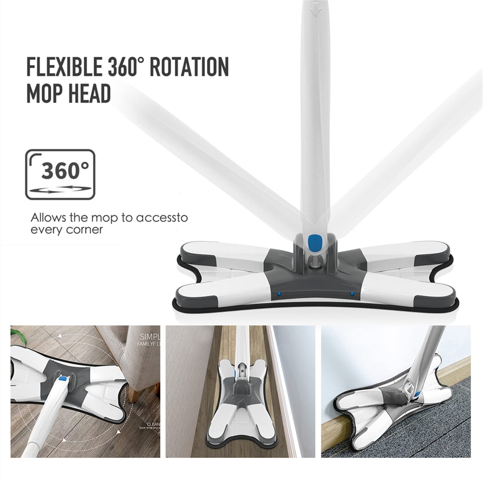 fregar Piso plano de tipo X MOP Microfibra del piso de madera de la mano de la mano de la mano de la mano libre de la mano, con la microfibra Reemplazar las almohadillas Fácil retorcer herramientas d