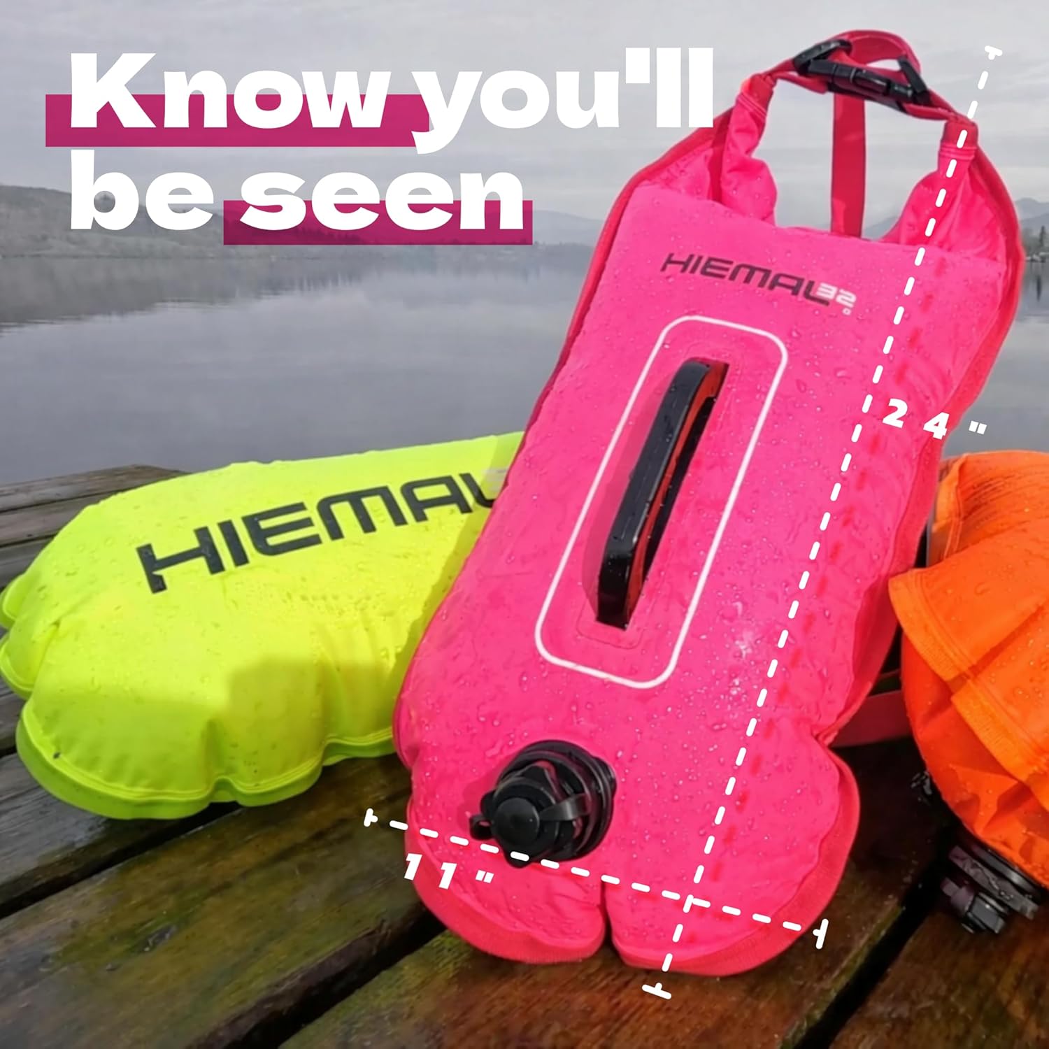 Swim Buoy for Open Water with Dry Bag 15L - Fully Waterproof Swim Bubble - Be Safe with Higher Visibility, Toughened Nylon and Rest Handle Swimming Buoy - Open Water Buoy for All Season Swimmers