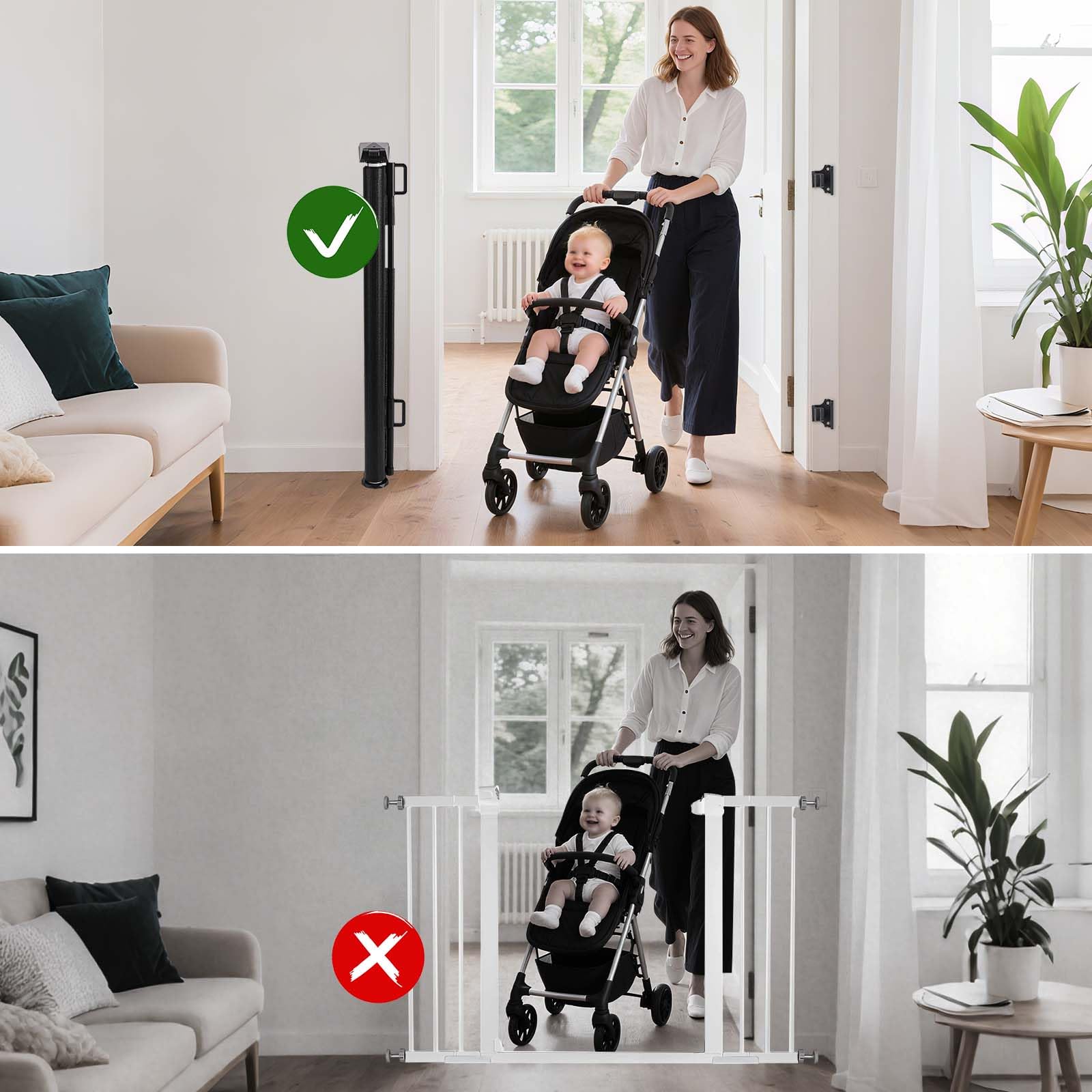 Barandilla de Seguridad retráctil, barandilla de Seguridad Barandilla de Seguridad para niños, Gatos y Perros, 0-150cm Apta para Interiores y Exteriores Barrera Seguridad niños